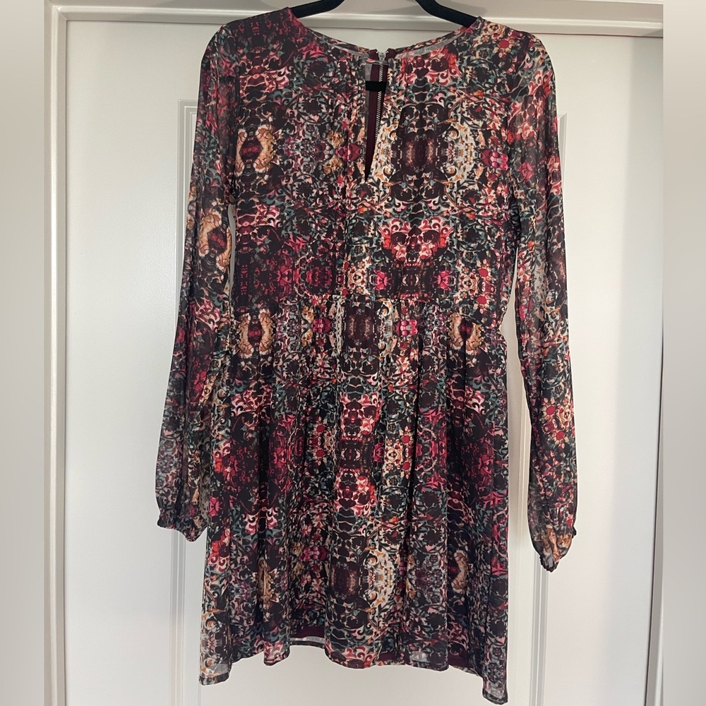 ABERCROMBIE- Printed Mini Long Sleeve Dress